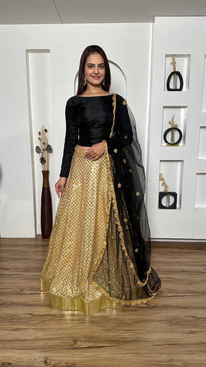 YNF KASTURI SILK KESH270 1088 LEHENGAS WHOLESALE HEAVY SEQUINS SILK LEHENGAS MANUFACTURER 