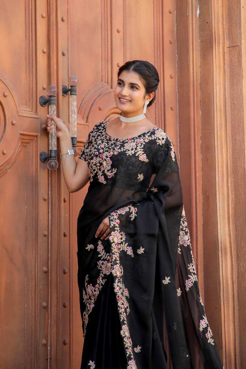 YNF KASTURI SILK KESH270 294 SAREES WHOLESALE SEQUINS BLACK HEAVY WORK SILK SAREES MANUFACTURER 