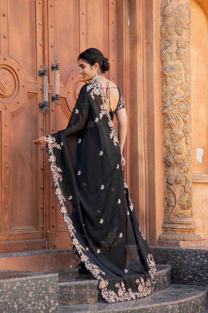 YNF KASTURI SILK KESH270 294 SAREES WHOLESALE SEQUINS BLACK HEAVY WORK SILK SAREES MANUFACTURER 