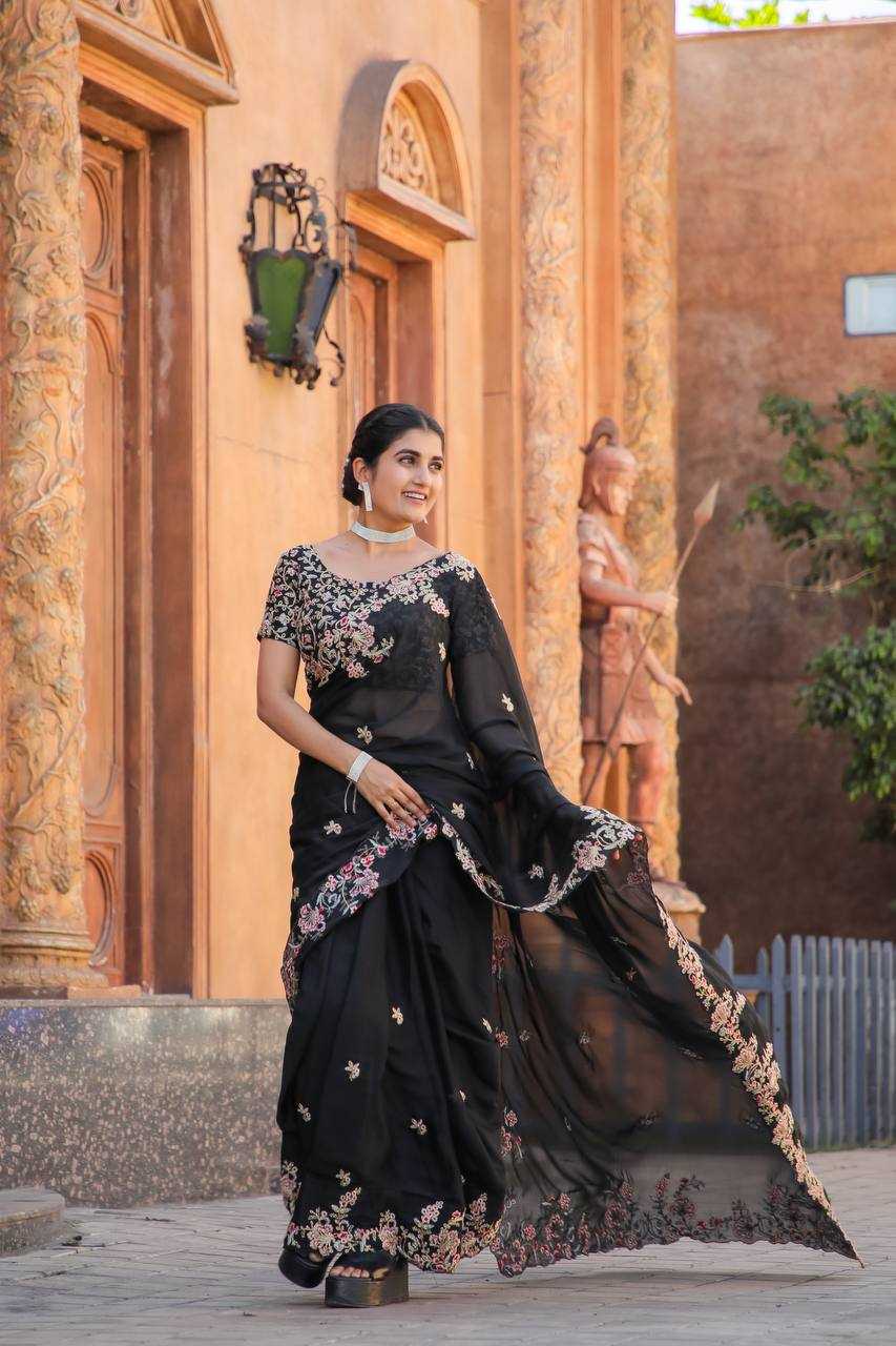 YNF KASTURI SILK KESH270 294 SAREES WHOLESALE SEQUINS BLACK HEAVY WORK SILK SAREES MANUFACTURER 