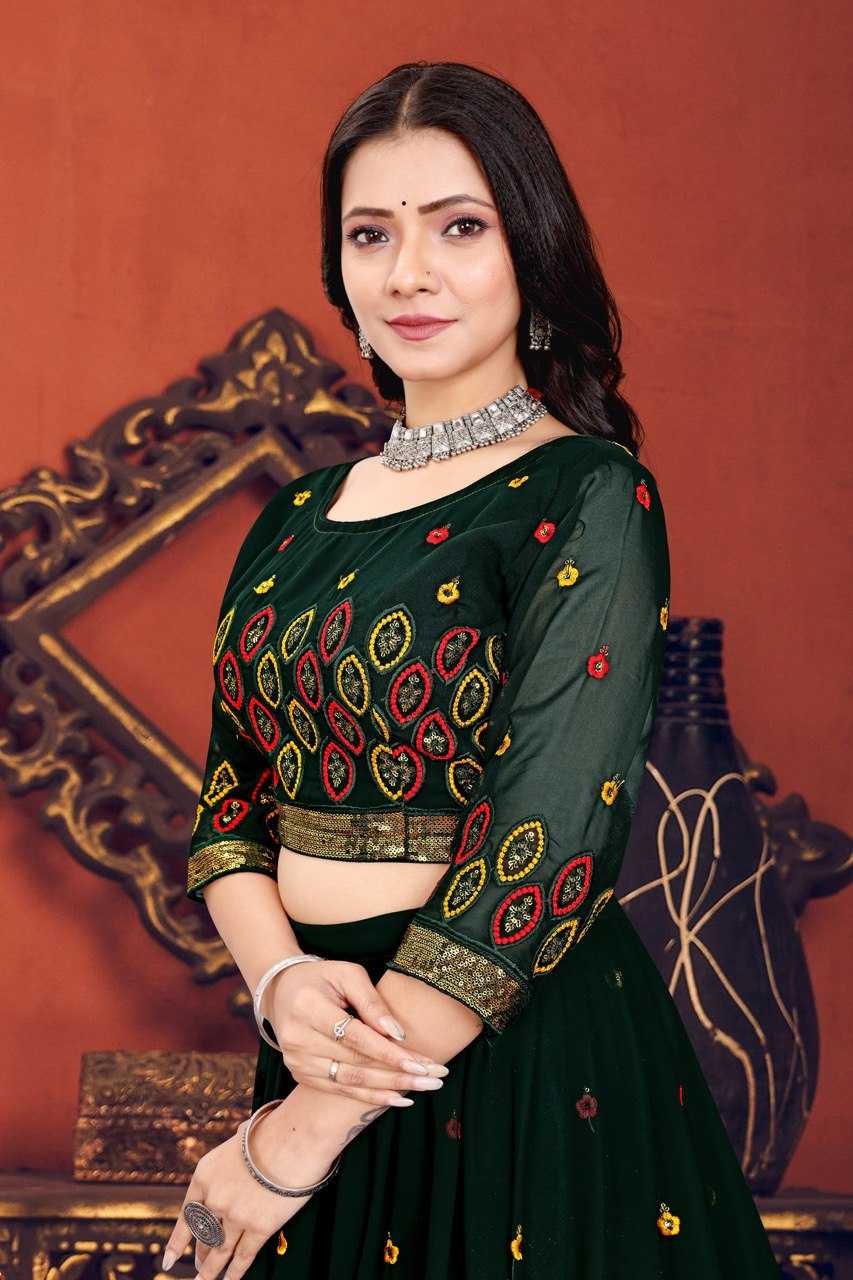 YNF KESH403 DBI08 KESH403 DBI08 LAHENGAS WHOLESALE EMBROIDERED PRINTED GEORGETTE LAHENGAS MANUFACTURER