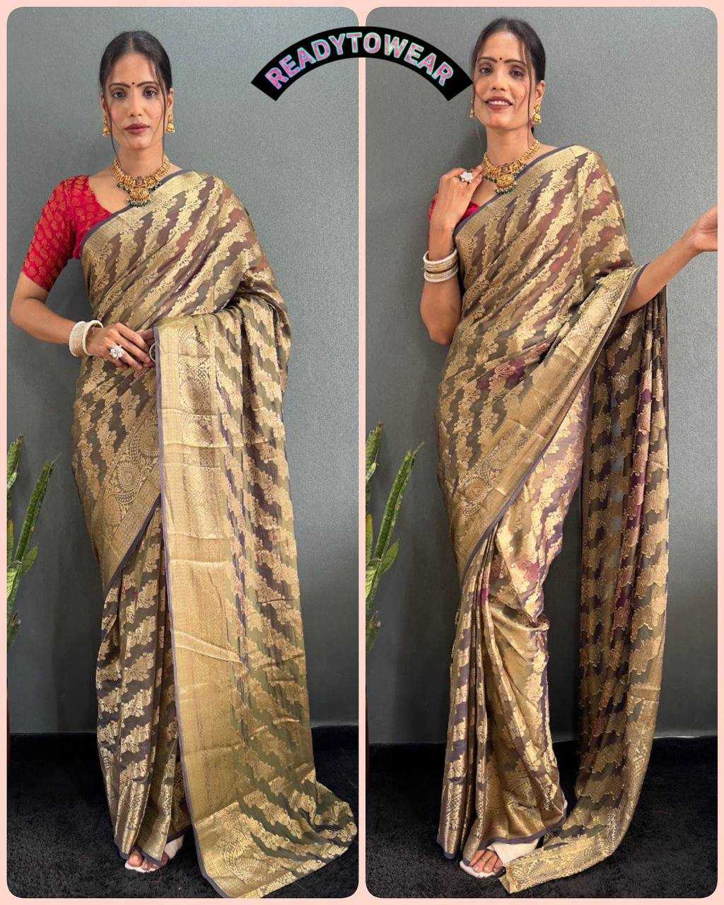 YNF LEHRIYA RIN184  JEQURD LERIYA SAREES  WHOLESALE READY TO WEAR INDIAN JACQUARD SAREES MANUFACTURER