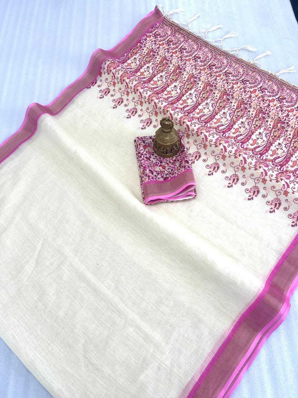 YNF LINEN KESH223 395 SAREE WHOLESALE LINEN ZARI PRINTED SAREE MANUFACTURER