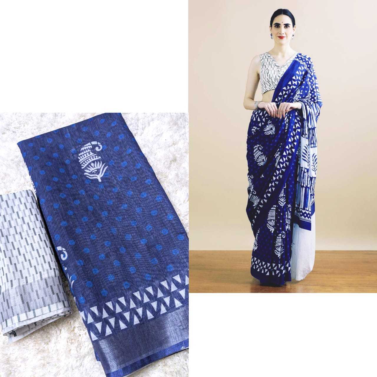 Ynf Linen KESH381 VDP10 Sarees Wholesale Party Wear Sarees Fancy Sarees Printed Sarees Ladies Sarees Zari Border Sarees Manufacturer