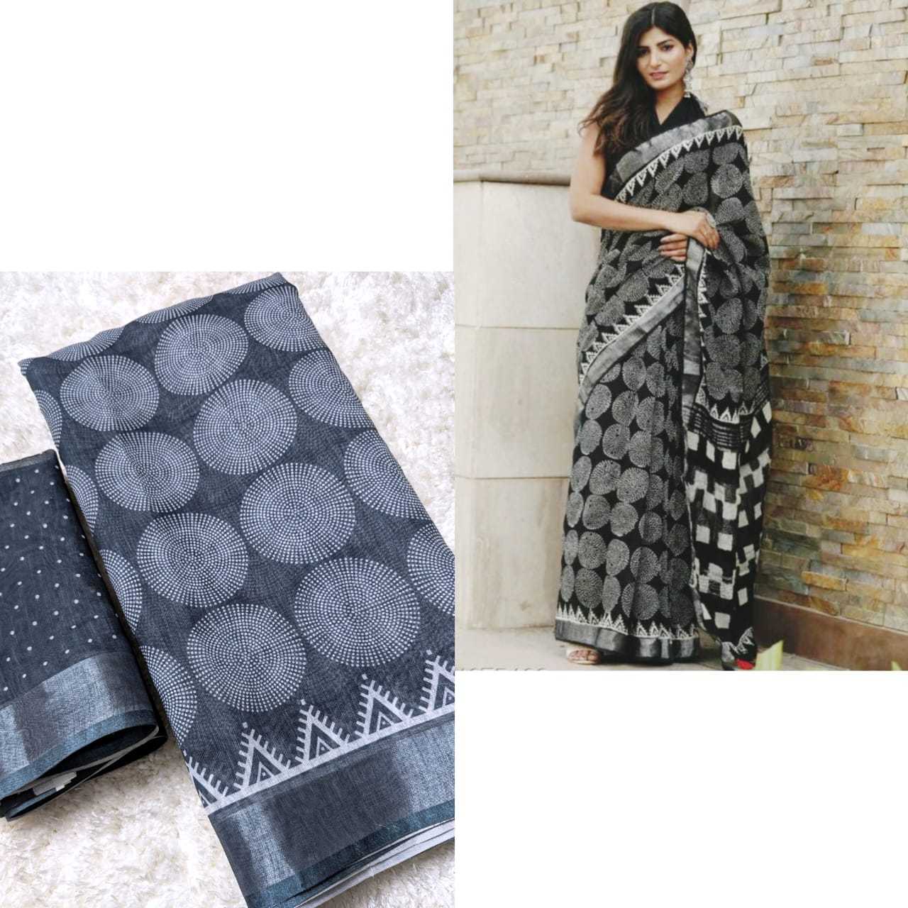 Ynf Linen KESH381 VDP10 Sarees Wholesale Party Wear Sarees Fancy Sarees Printed Sarees Ladies Sarees Zari Border Sarees Manufacturer