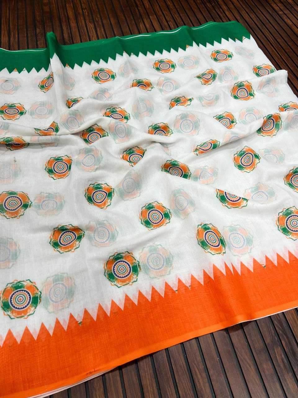 YNF LINEN KESH384 787 SAREES WHOLESALE PRINTED COTTON LINEN REPUBLIC DAY SAREES MANUFACTURER