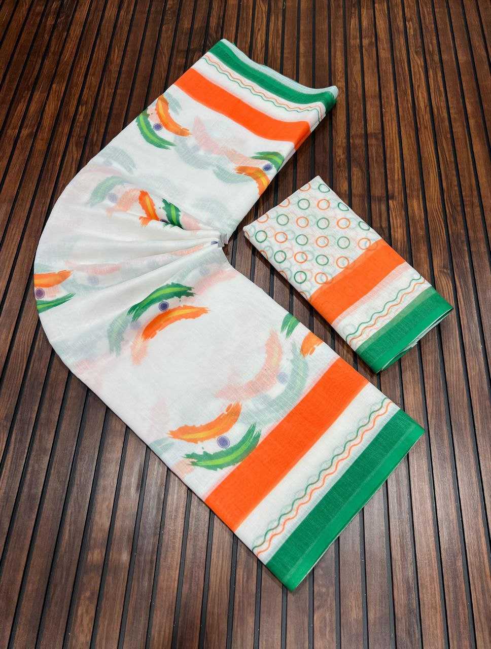 YNF LINEN KESH384 787 SAREES WHOLESALE PRINTED COTTON LINEN REPUBLIC DAY SAREES MANUFACTURER