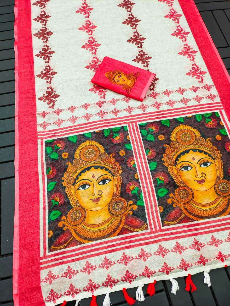 Ynf Linen RIN113 MG309 Sarees Wholesale Printed Sarees Plain Sarees Linen Sarees Manufacturer