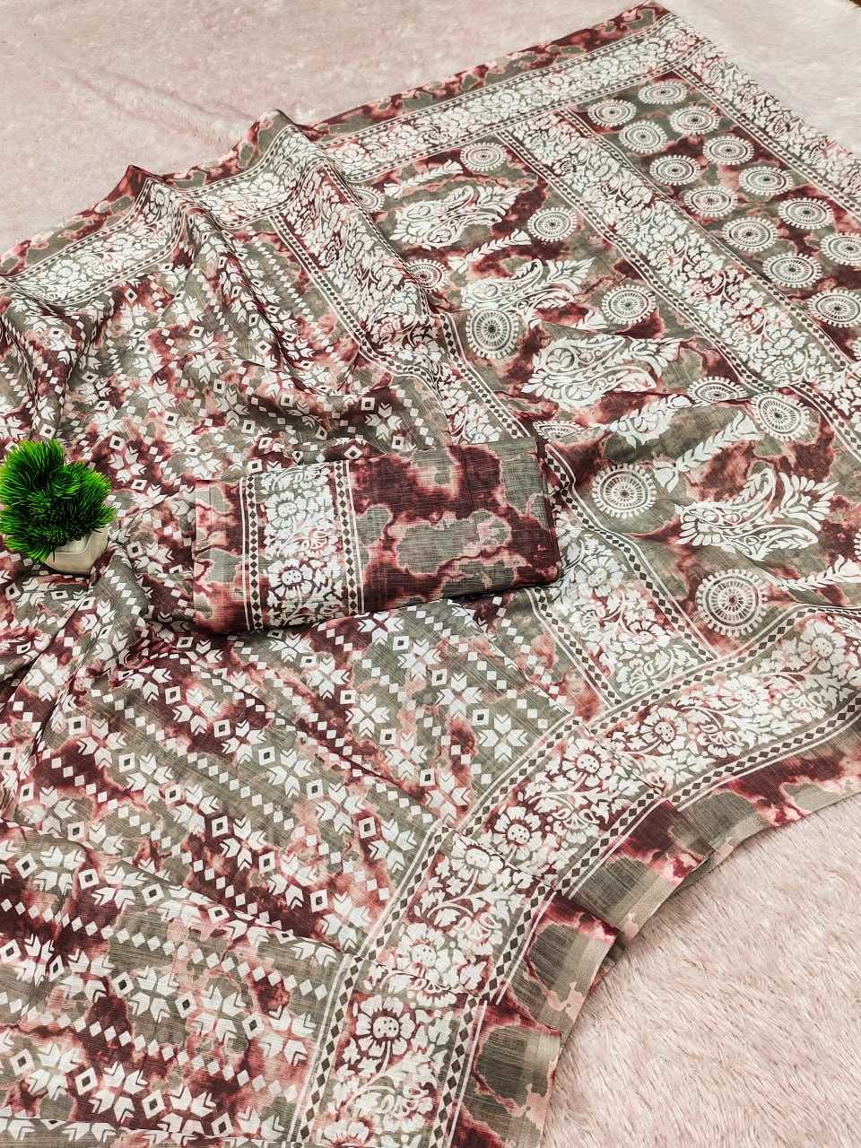 YNF LINEN RIN145 SANA SAREES WHOLESALE COTTON LINEN PRINTED FANCY SAREES MANUFACTURER