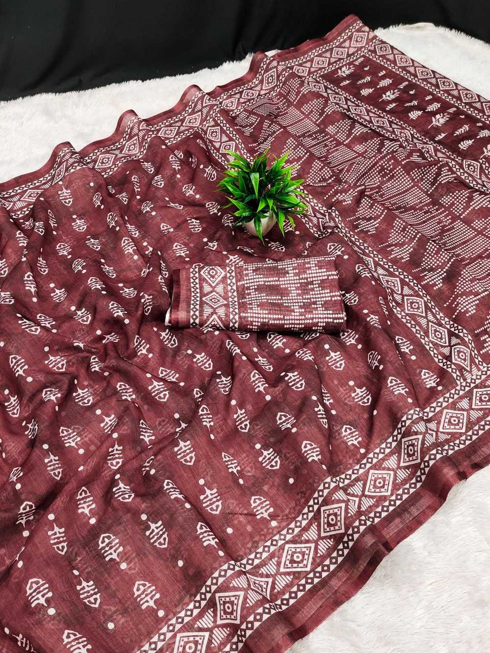 YNF LINEN RIN145 zahu SAREES WHOLESALE BATIK PRINTED FANCY SAREES MANUFACTURER