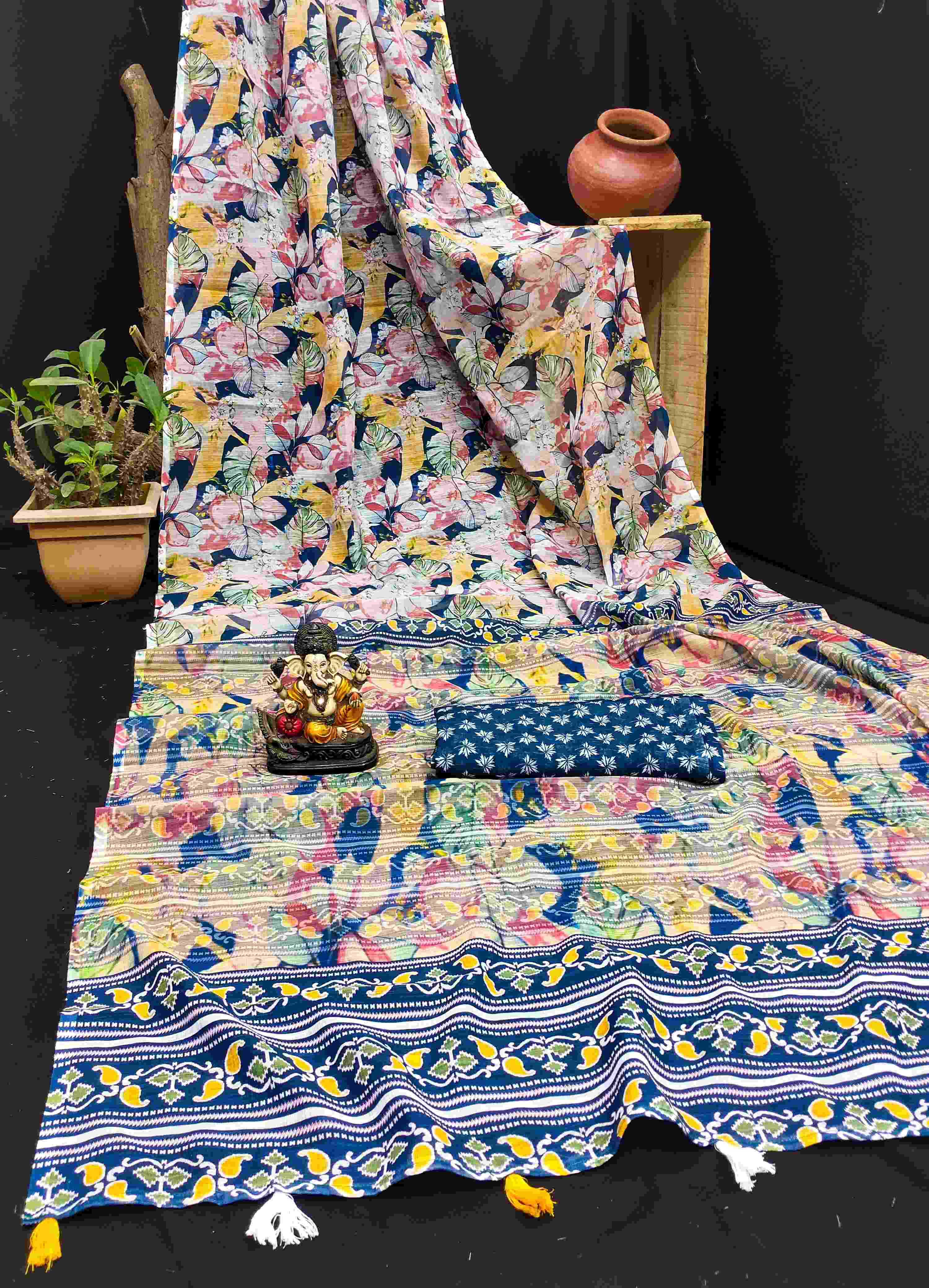 Ynf Linen RIN183 SARVOPARI Sarees Wholesale Fancy Sarees Printed Sarees Linen Sarees Manufacturer