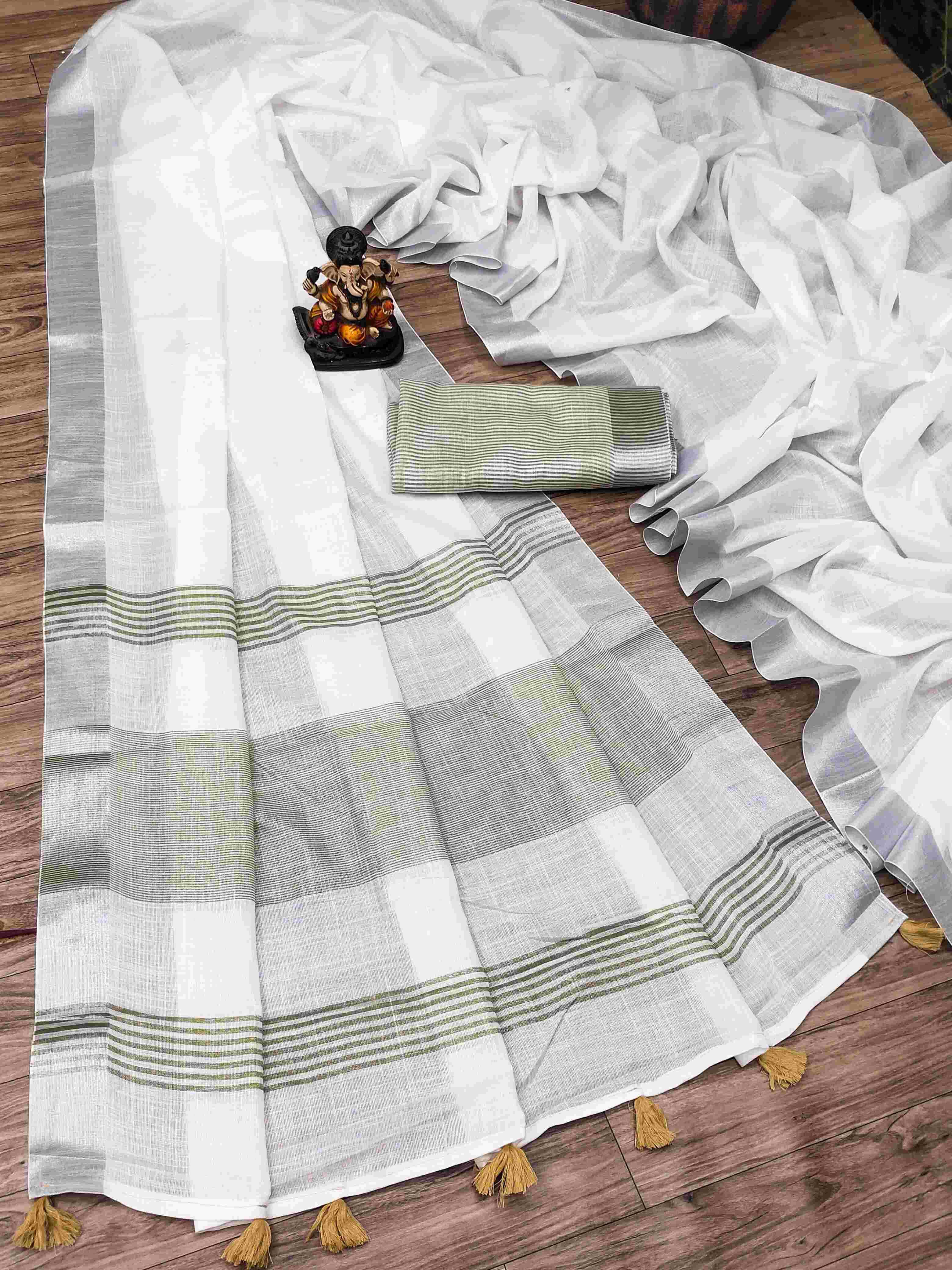 Ynf Linen RIN183 SHWETA Sarees Wholesale Linen Sarees Lightweight Sarees Sarees With Blouse Manufacturer