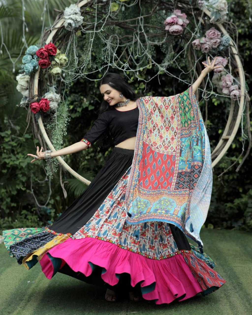 YNF MUSLIN COTTON KESH216 242 LEHENGA WHOLESALE MIRROR WORK PRINTED FANCY LEHENGA MANUFACTURER