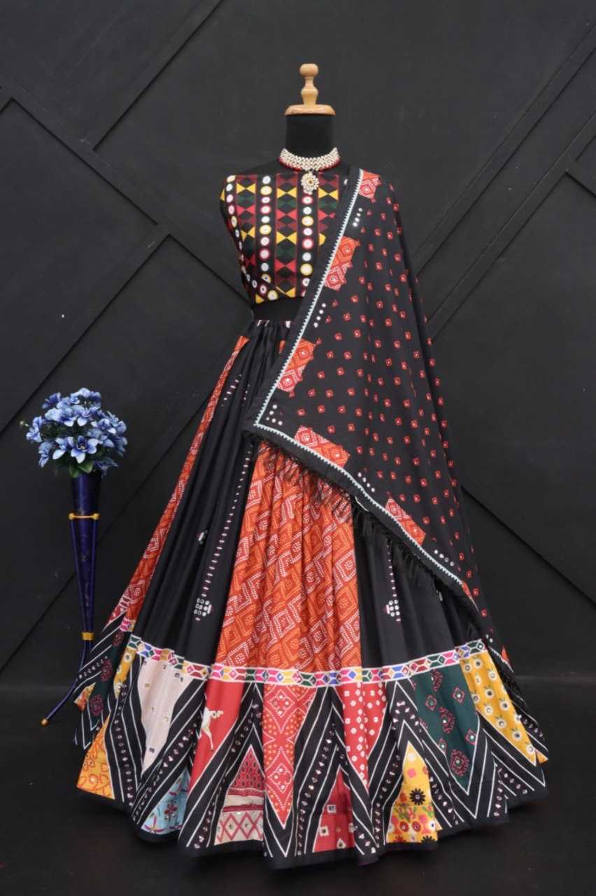 YNF MUSLIN COTTON KESH216 243 LEHENGA WHOLESALE MIRROR WORK PRINTED FANCY LEHENGA MANUFACTURER