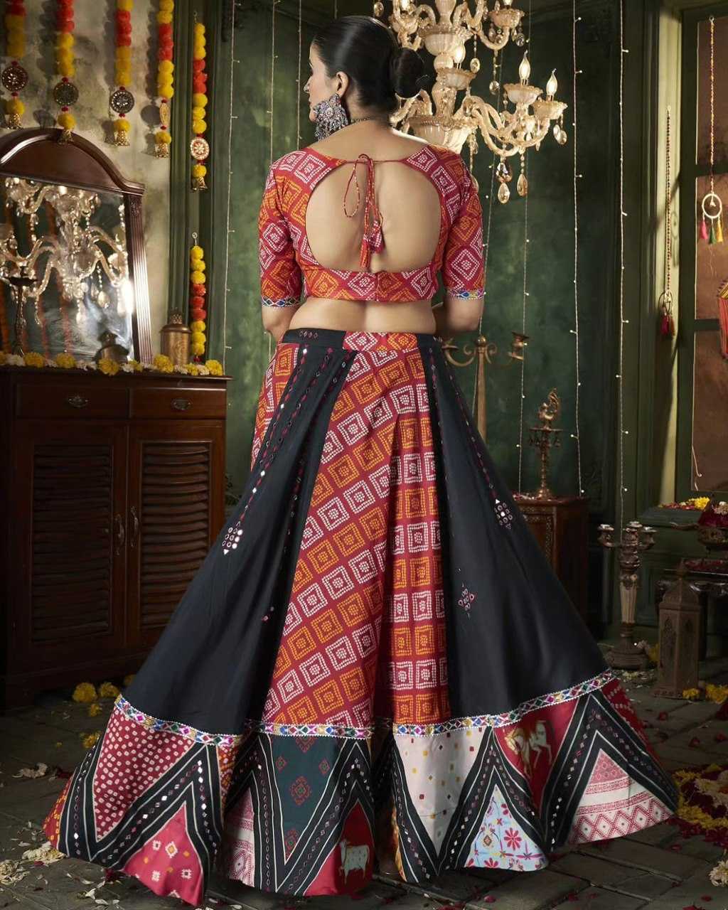 YNF MUSLIN COTTON KESH216 243 LEHENGA WHOLESALE MIRROR WORK PRINTED FANCY LEHENGA MANUFACTURER