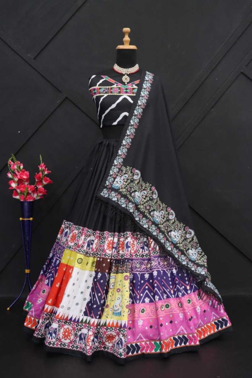 YNF MUSLIN COTTON KESH216 245 LEHENGA WHOLESALE MIRROR WORK PRINTED FANCY LEHENGA MANUFACTURER