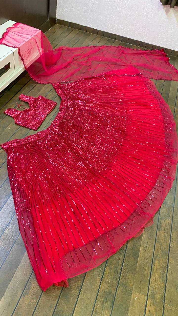 YNF NET KESH270 214 LEHENGAS WHOLESALE NET FANCY SEQUINS WITH CANCAN LEHENGA MANUFACTURER