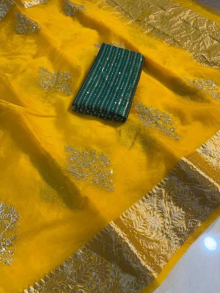 YNF ORGANZA KESH274 MIS14 SAREE WHOLESALE EMBROIDERED JACQUARD NYLON SAREE MANUFACTURER