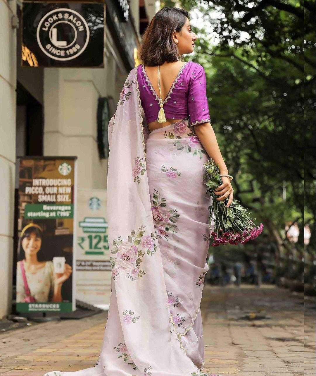 Ynf Organza RIN164 RRS115 Sarees Wholesale Designer Sarees Fancy Sarees Hand-Painted Sarees Manufacturer