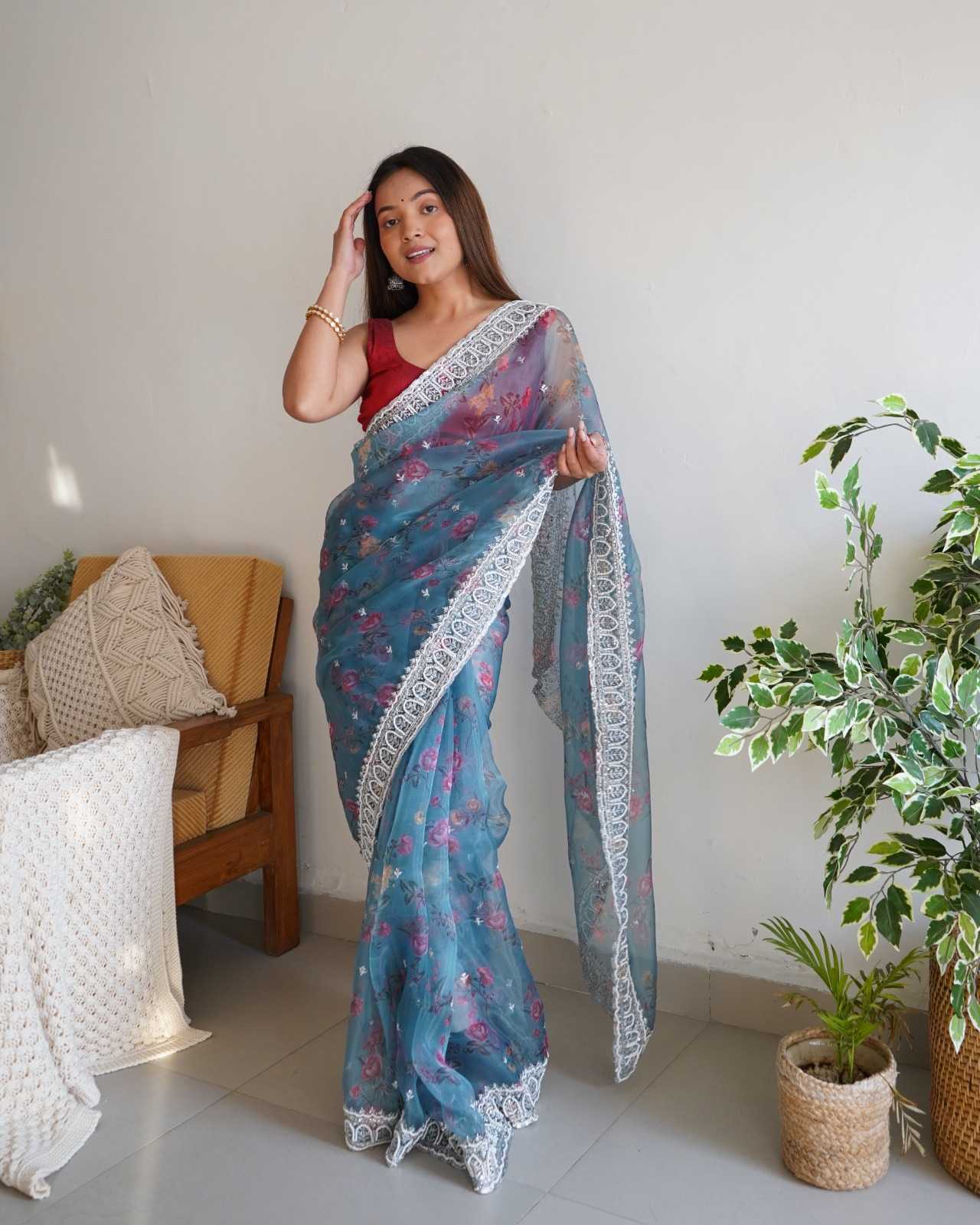 Ynf Organza RIN185 Ferry Sarees Wholesale Organza Sarees Printed Sarees Satin Sarees Manufacturer