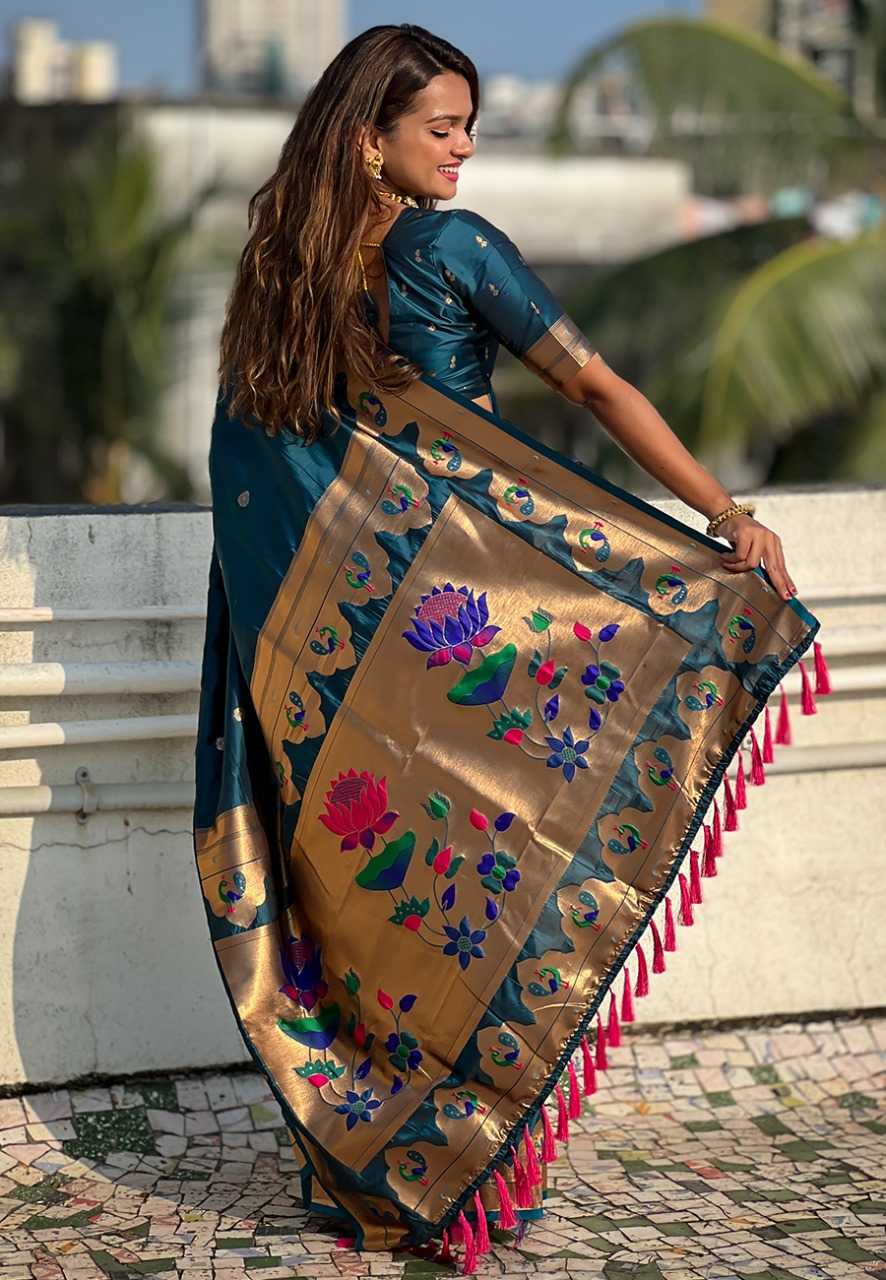 Ynf Paithani Silk RIN116 REW31 Silk Sarees Wholesale Paithani Sarees South Indian Sarees Zari Border Silk Sarees Manufacturer