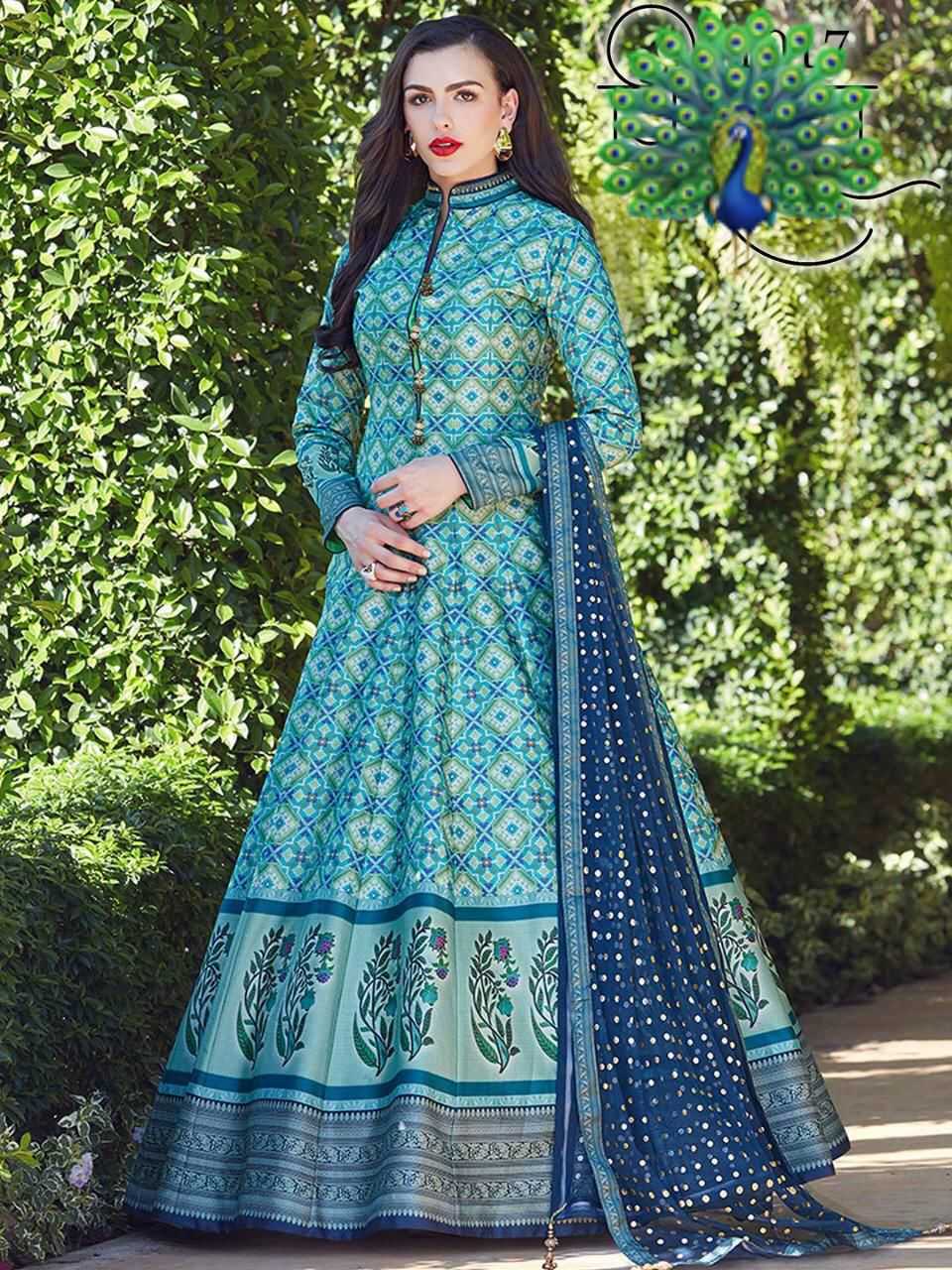 Ynf Patola Silk KESH175 DVF vedanshi Gowns Wholesale Printed Gowns Gown With Dupatta Fit And Flare Gowns Manufacturer