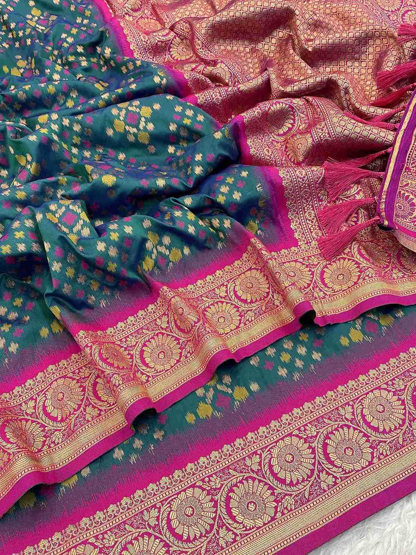 Ynf Patola Silk RIN116 IKKAT PATOLA Silk Sarees Wholesale Patola Sarees Zari Border Silk Sarees Festival Silk Sarees Manufacturer