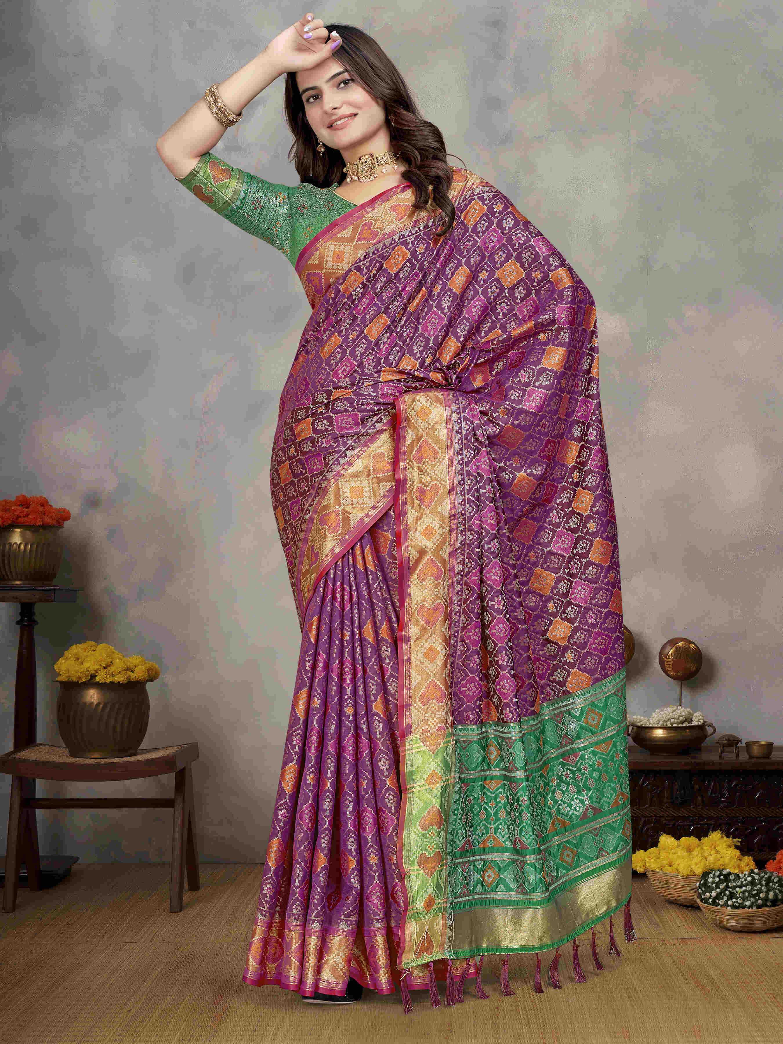 Ynf Patola Silk RIN183 MAYA Silk Sarees Wholesale Patola Sarees Ikat Sarees Designer Silk Sarees Manufacturer