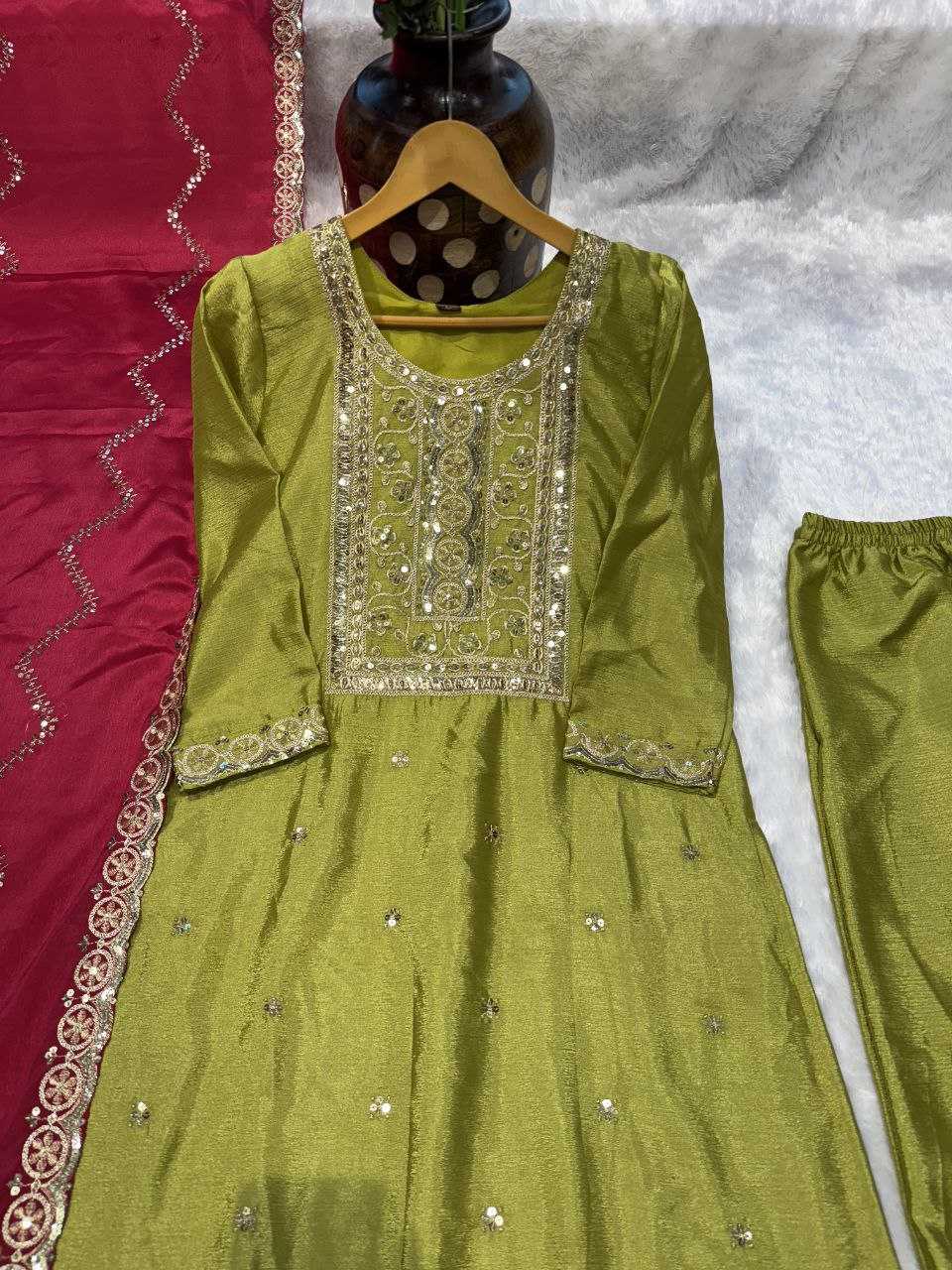 YNF PURE CHINON KESH164 G82 SUITS & DRESSES WHOLESALE EMBROIDERY DESIGNER PARTY WEAR SUITS MANUFACTURER