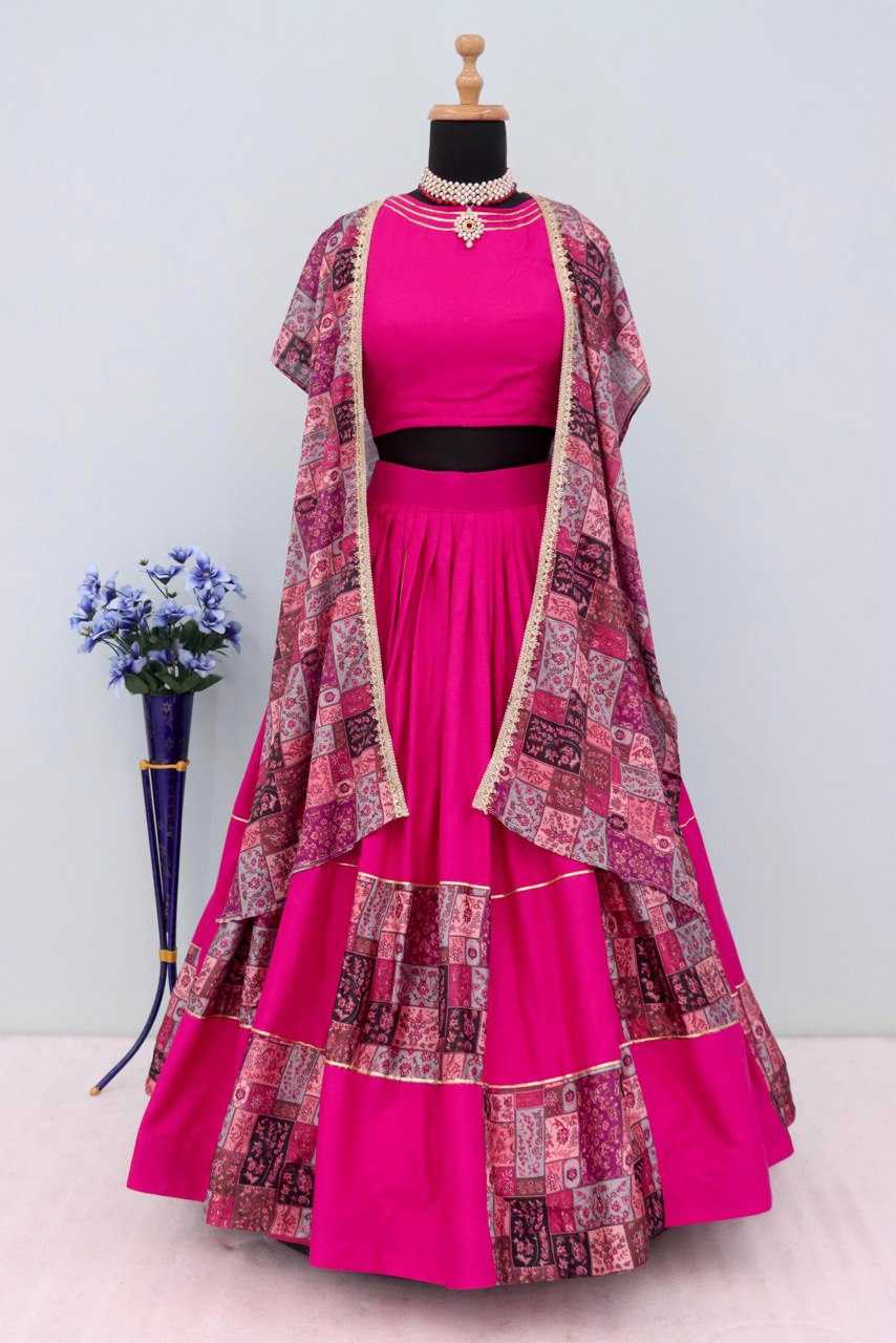 YNF RAYON COTTON RIN119 9007 LEHENGAS WHOLESALE INDO WESTERN SIMPLE GOTA PATTI LEHENGAS MANUFACTURER