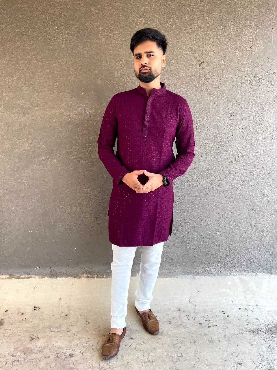 Ynf Rayon KESH246 Chikan kurta Mens Wear Wholesale Men Cotton Kurta Men Chikan Kurta Men Designer Shirt Manufacturer