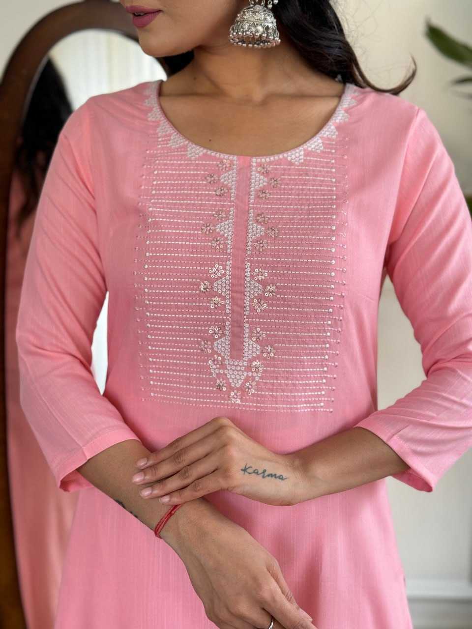 YNF RAYON KESH402 595 KURTI WHOLESALE EMBROIDERED RAYON PINK KURTI MANUFACTURER