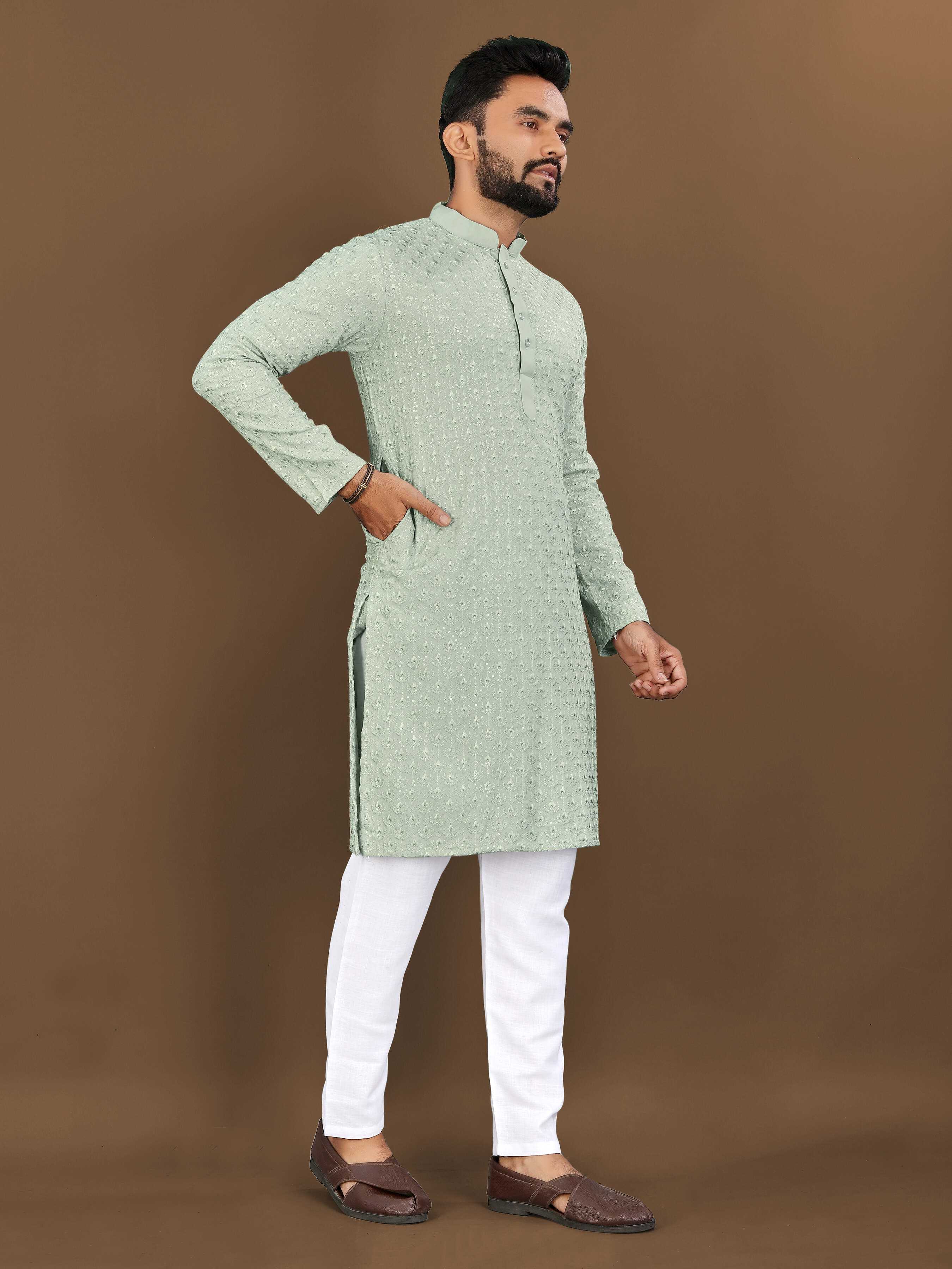 Ynf Reyon Cotton RIN111 LOTUS Mens Wear Wholesale Mens Kurtas Embroidered Kurta Pajama Manufacturer