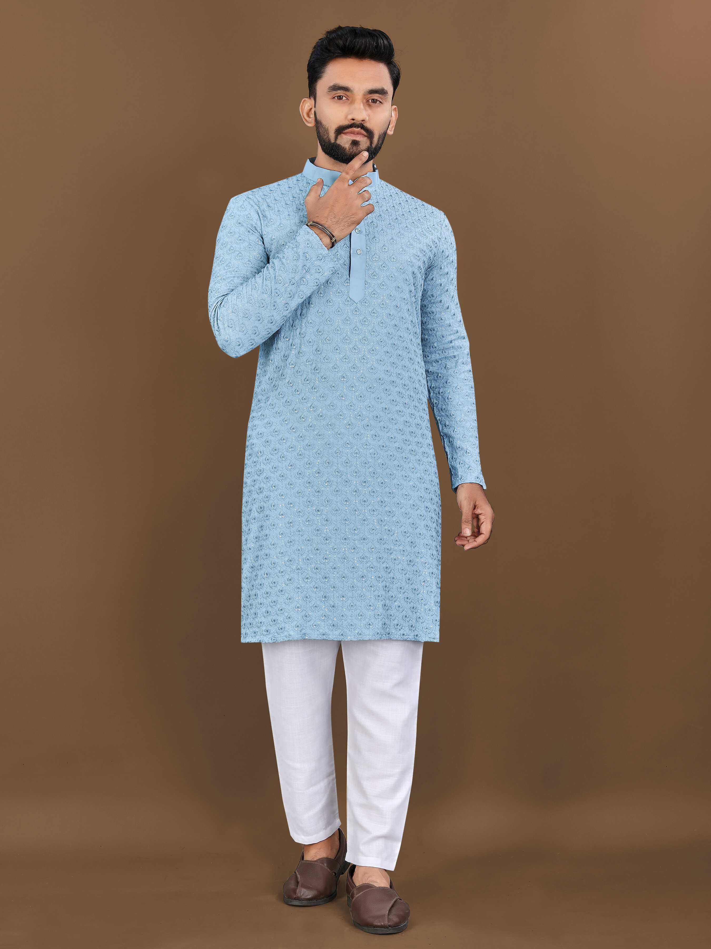 Ynf Reyon Cotton RIN111 LOTUS Mens Wear Wholesale Mens Kurtas Embroidered Kurta Pajama Manufacturer