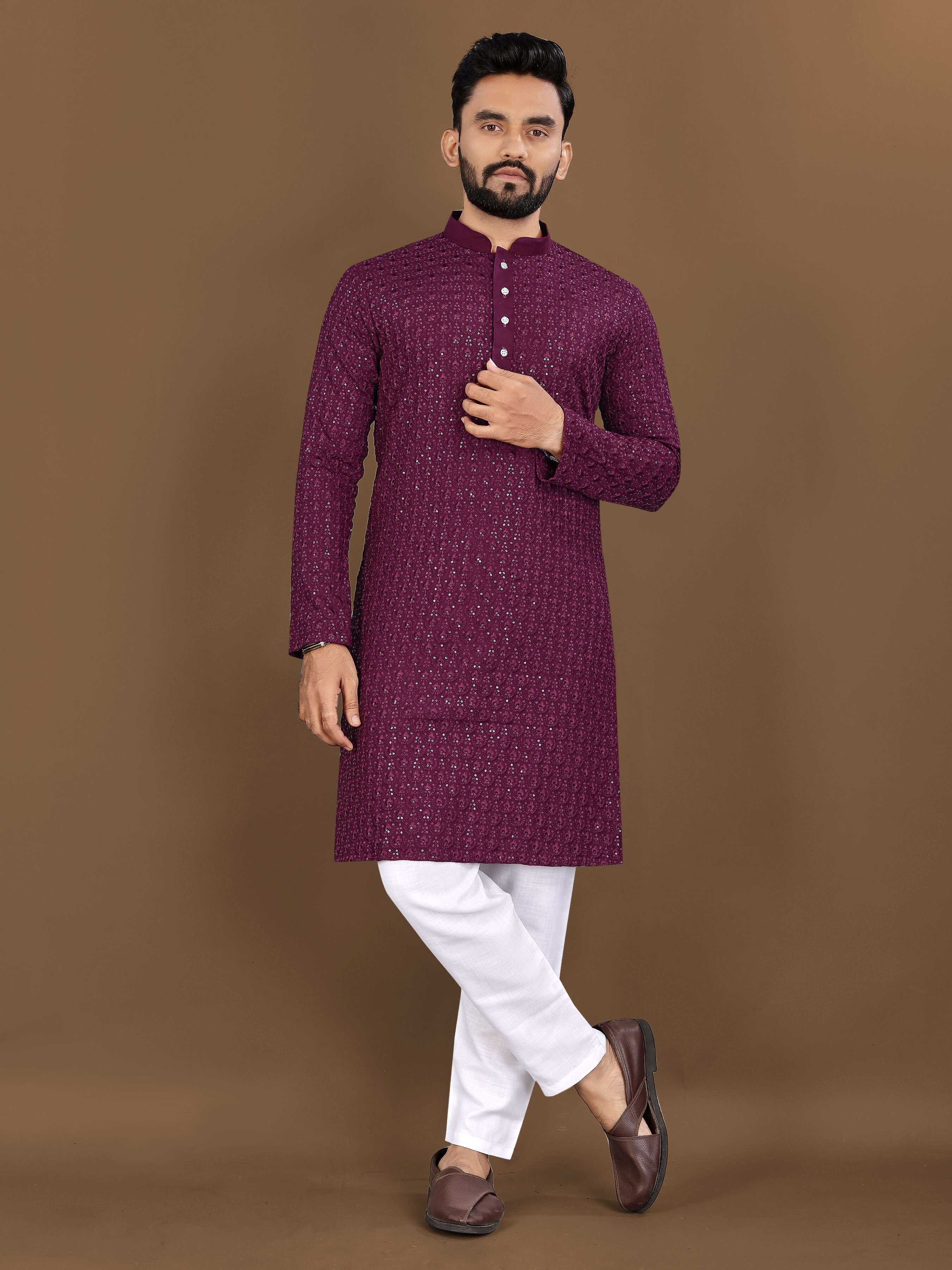 Ynf Reyon Cotton RIN111 LOTUS Mens Wear Wholesale Mens Kurtas Embroidered Kurta Pajama Manufacturer