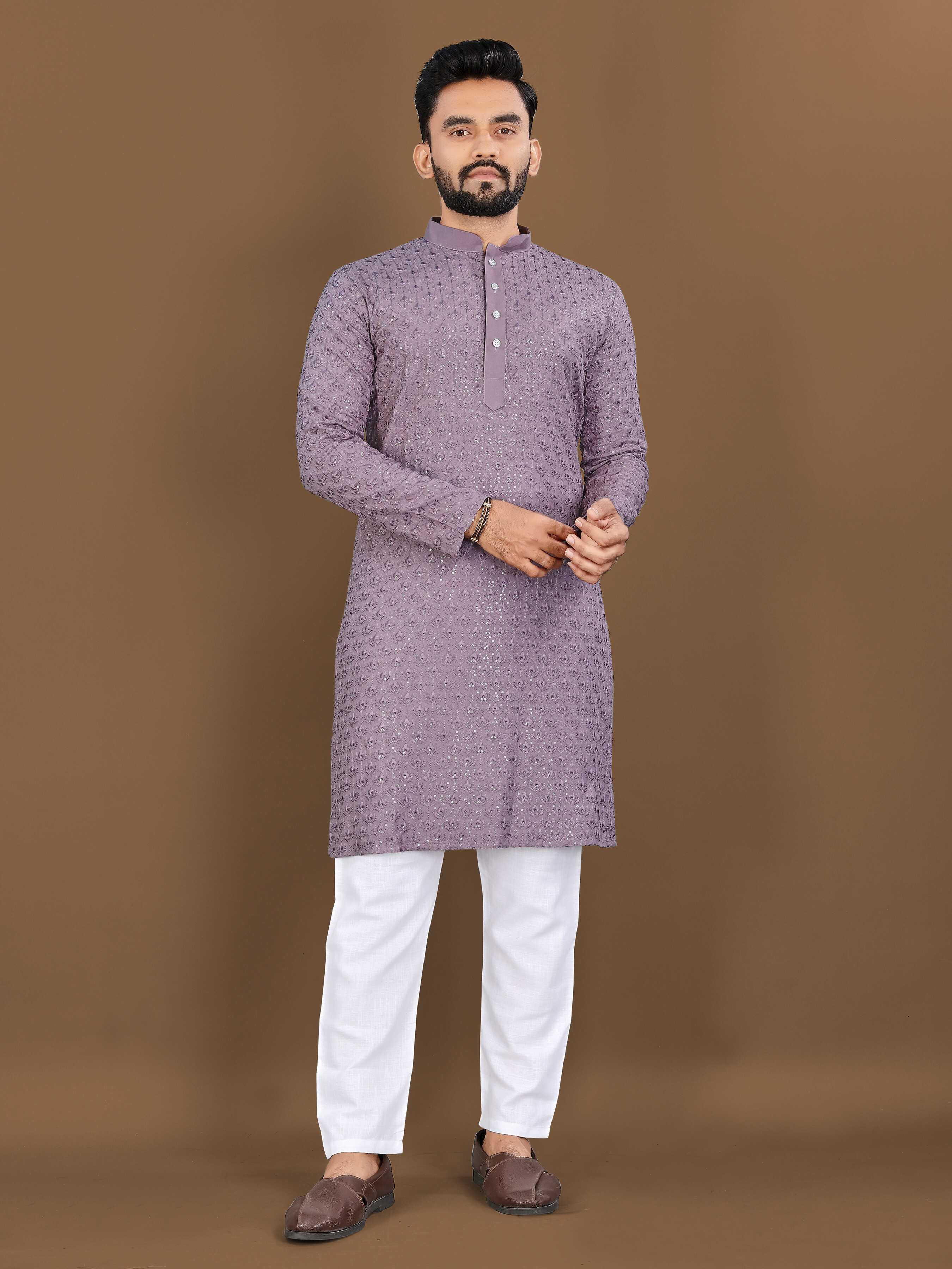 Ynf Reyon Cotton RIN111 LOTUS Mens Wear Wholesale Mens Kurtas Embroidered Kurta Pajama Manufacturer