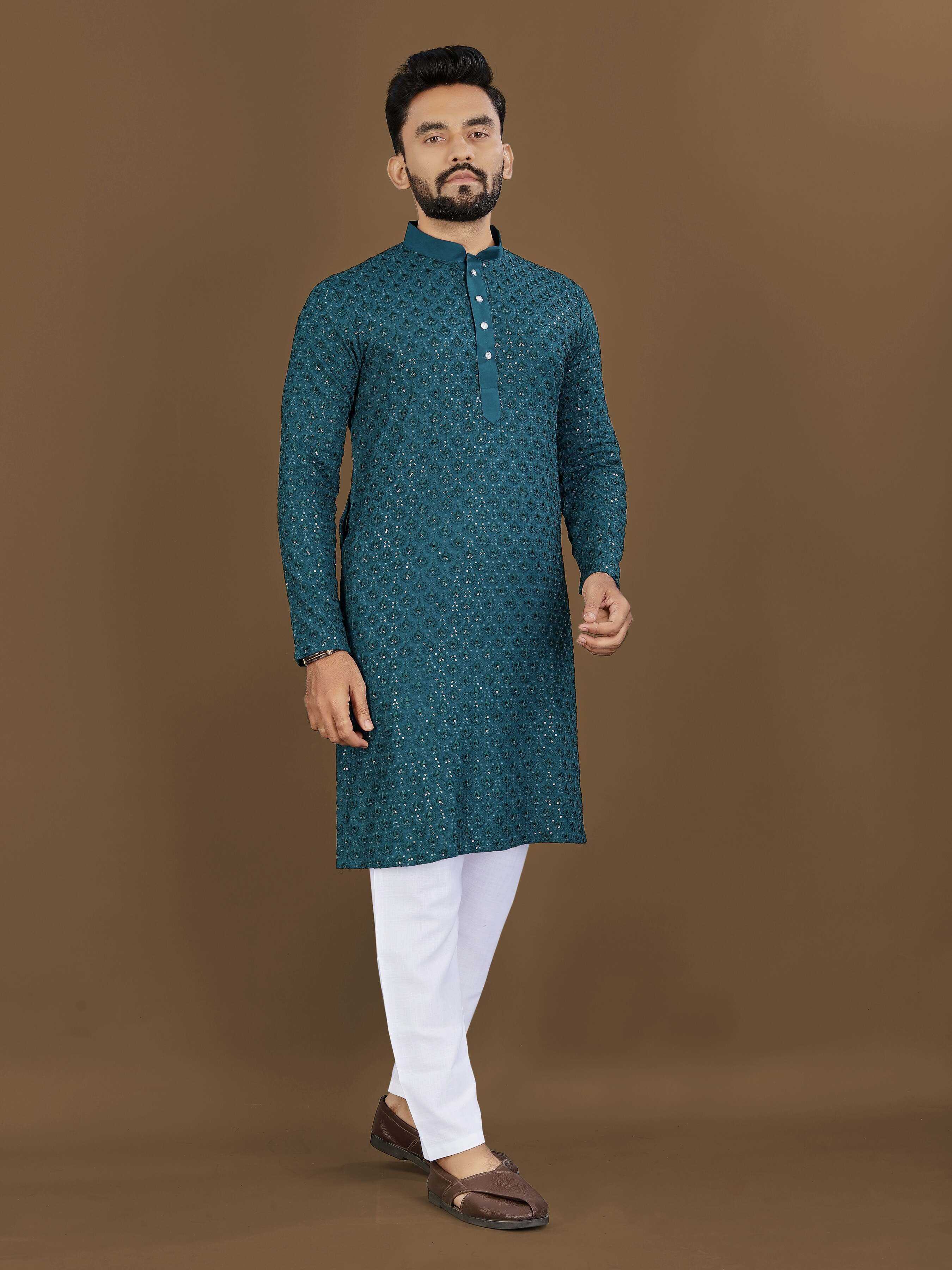 Ynf Reyon Cotton RIN111 LOTUS Mens Wear Wholesale Mens Kurtas Embroidered Kurta Pajama Manufacturer