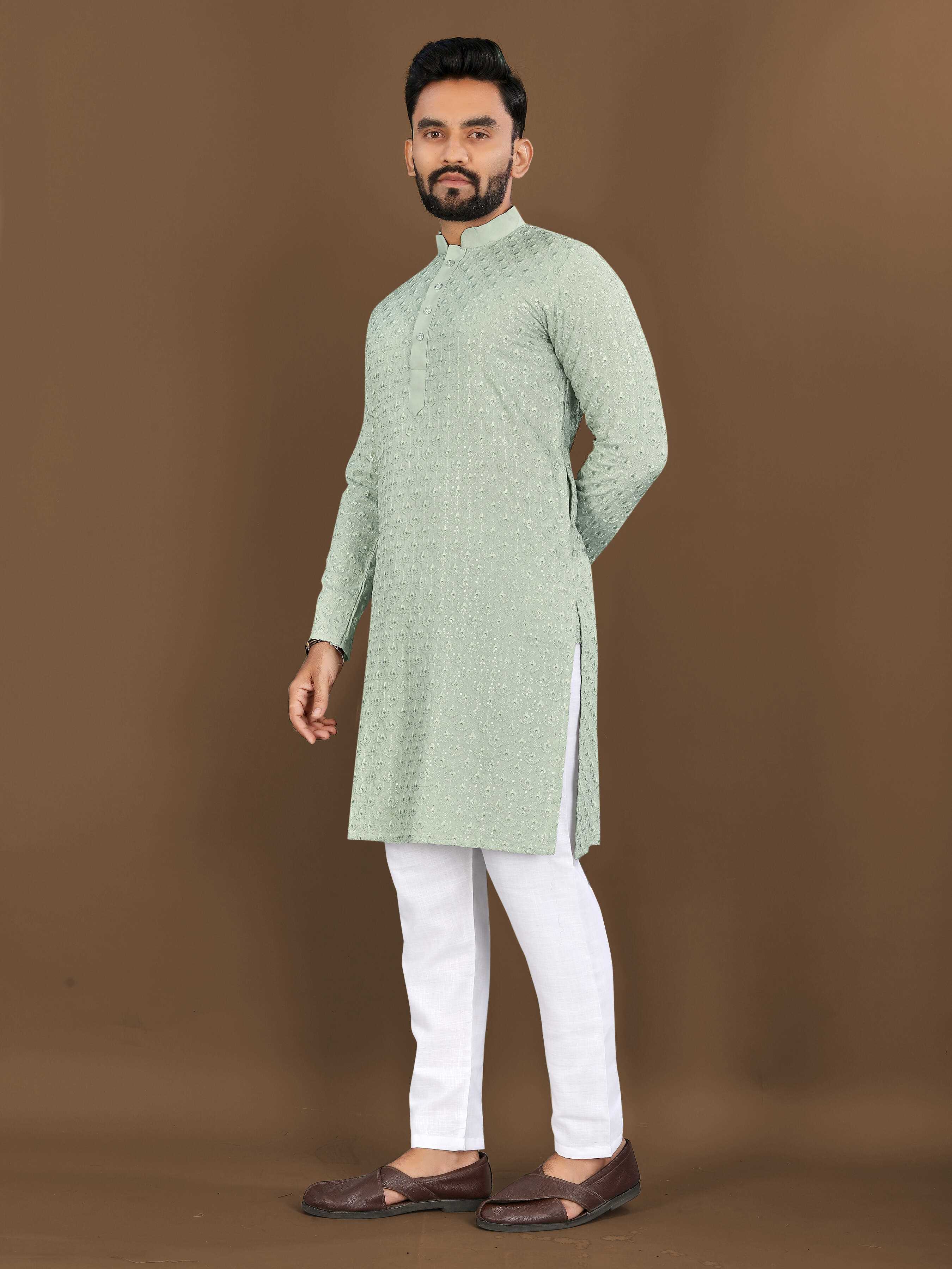 Ynf Reyon Cotton RIN111 LOTUS Mens Wear Wholesale Mens Kurtas Embroidered Kurta Pajama Manufacturer