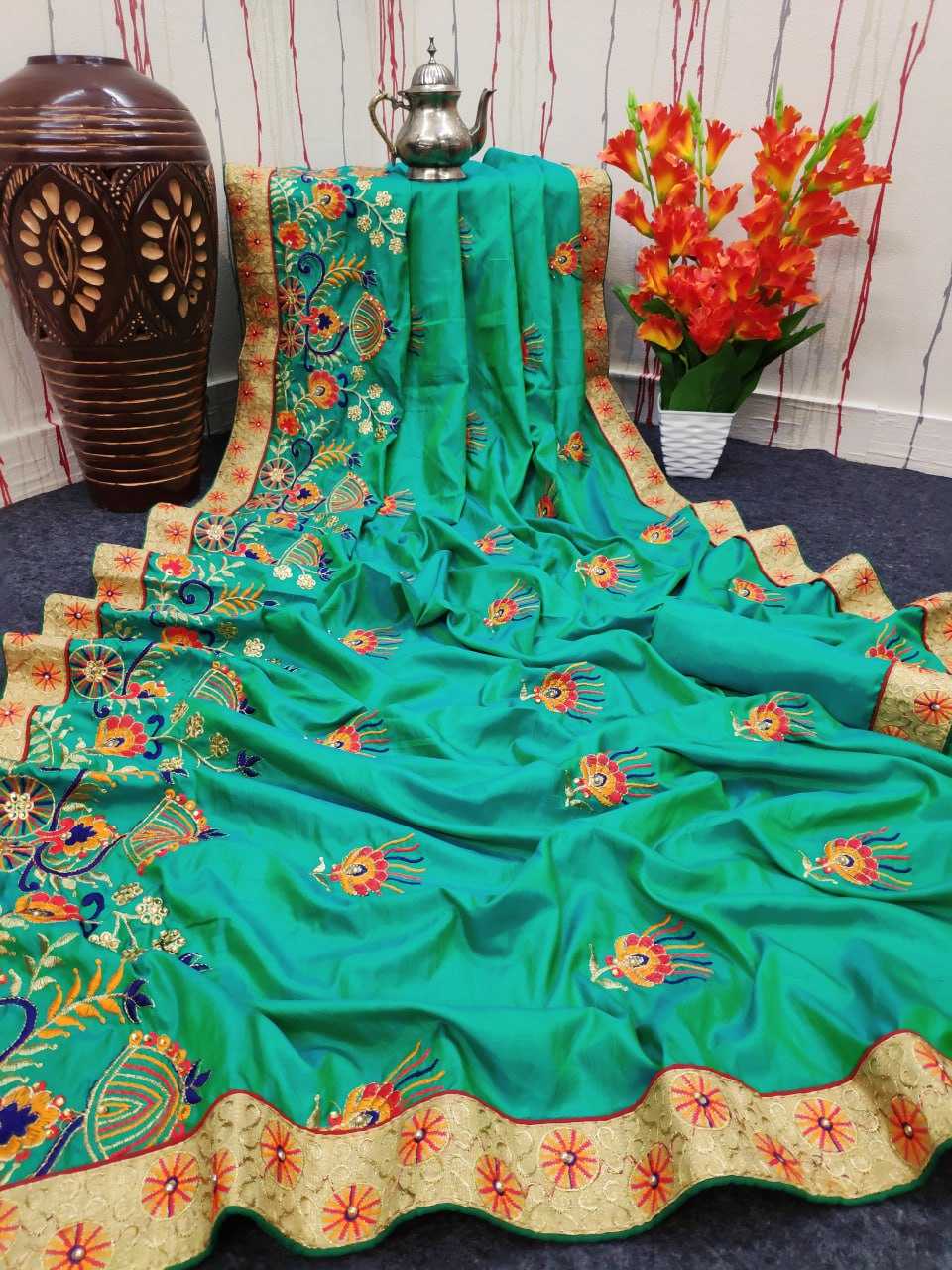 YNF SANA SILK KESH399 1012 SAREES WHOLESALE SILK EMBROIDERED PRINTED WORK SAREES MANUFACTURER