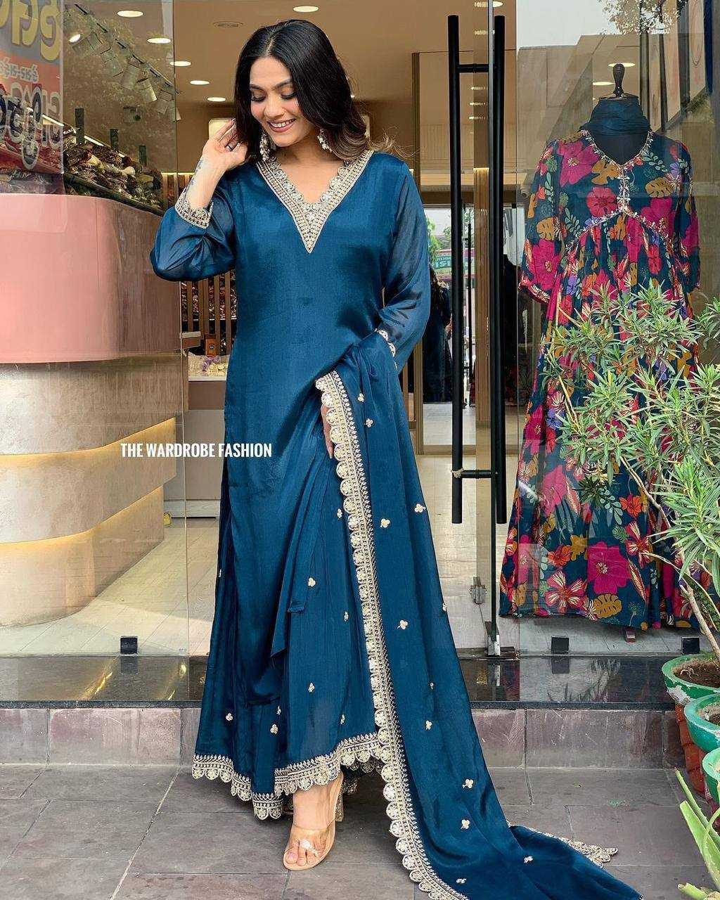 YNF SATIN KESH211 LDY131 SUITS & DRESSES WHOLESALE LADIES EMBROIDERY PARTY WEAR SUITS MANUFACTURER