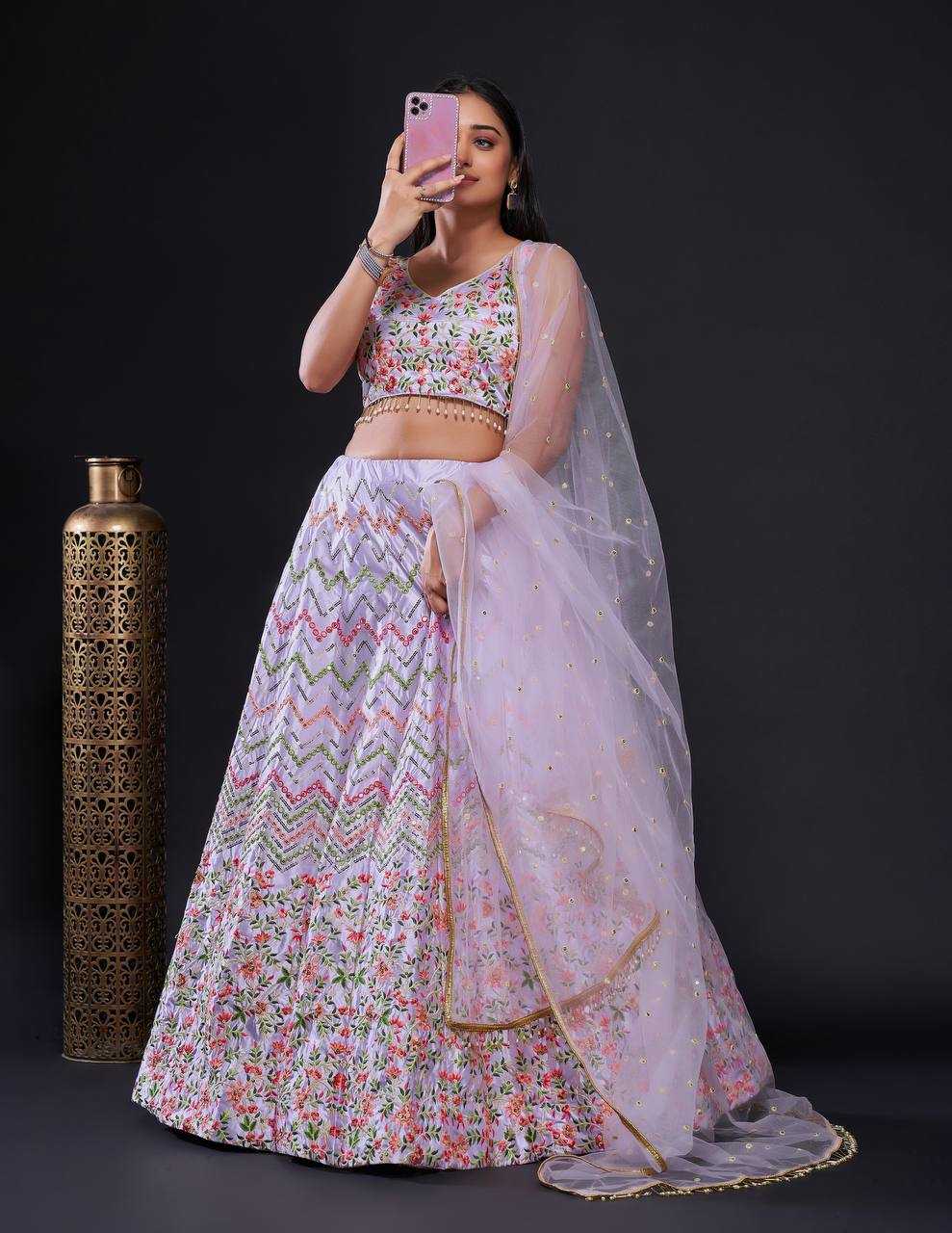 YNF SATIN KESH270 45 LEHENGA WHOLESALE SEQUINS FANCY SATIN LEHENGA  MANUFACTURER