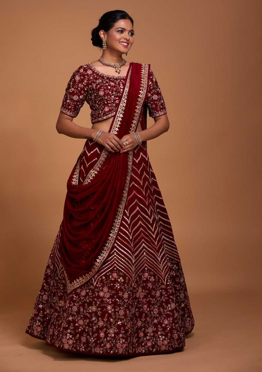 YNF SATIN KESH402 303 LEHENGA WHOLESALE GEORGETTE SATIN FANCY LEHENGA MANUFACTURER