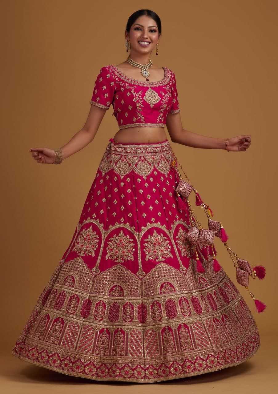 YNF SATIN KESH402 98 LEHENGA WHOLESALE EMBROIDERED DESIGNER SATIN LEHENGA MANUFACTURER