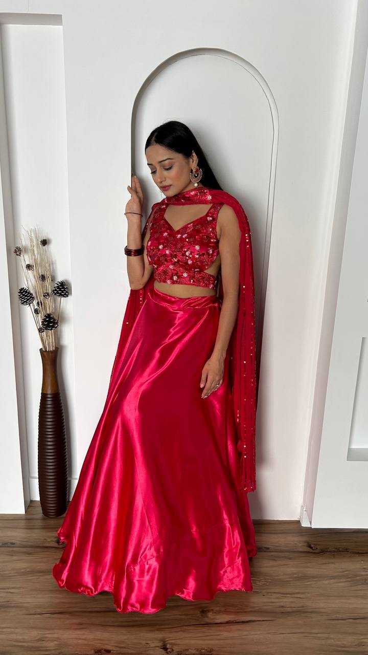 YNF SATIN SILK KESH270 293 LEHENGAS WHOLESALE SATIN SILK LEHENGA WITH CANCAN MANUFACTURER 