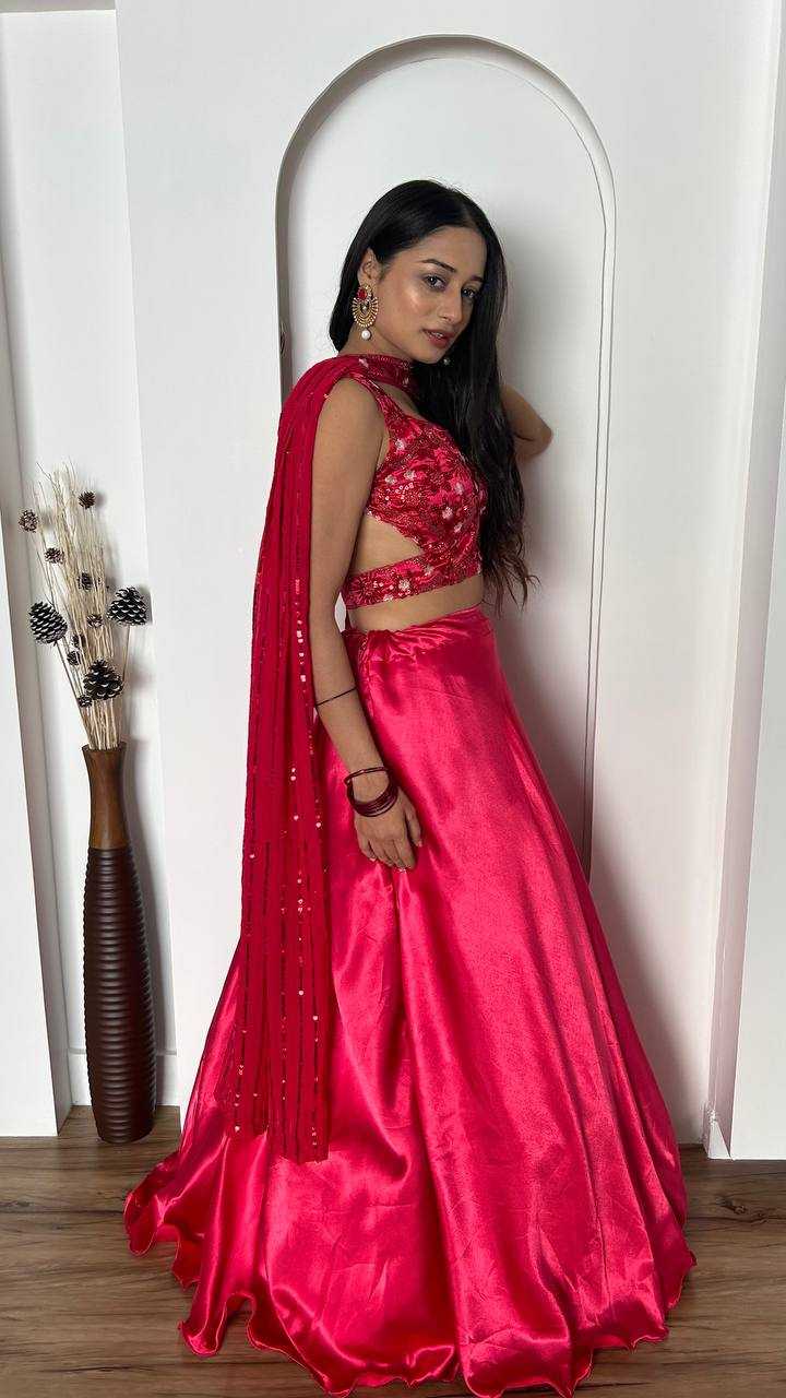 YNF SATIN SILK KESH270 293 LEHENGAS WHOLESALE SATIN SILK LEHENGA WITH CANCAN MANUFACTURER 