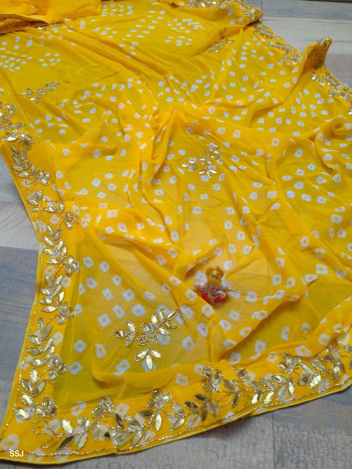 Ynf Silk KESH155 Bandhej saree Sarees Wholesale Hand Work Sarees Gota Patti Sarees Bandhani Bandhej Sarees Manufacturer