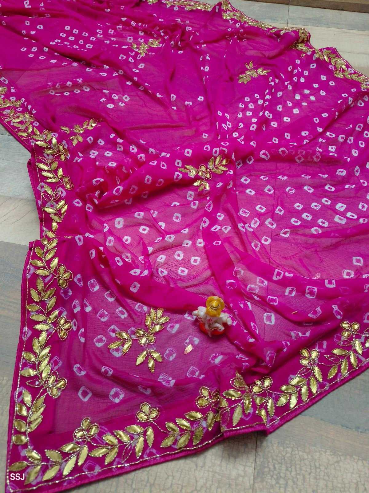 Ynf Silk KESH155 Bandhej saree Sarees Wholesale Hand Work Sarees Gota Patti Sarees Bandhani Bandhej Sarees Manufacturer