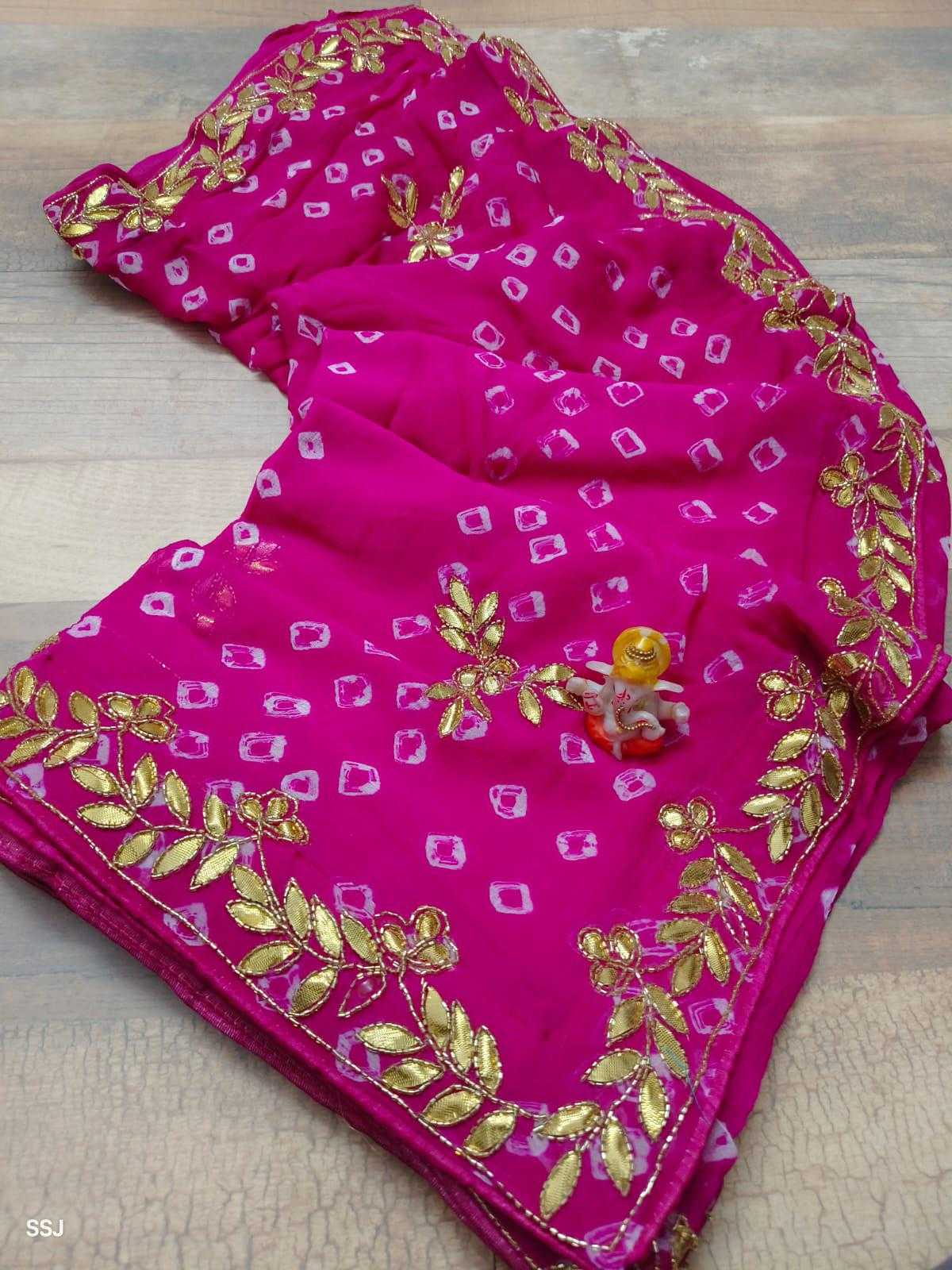 Ynf Silk KESH155 Bandhej saree Sarees Wholesale Hand Work Sarees Gota Patti Sarees Bandhani Bandhej Sarees Manufacturer