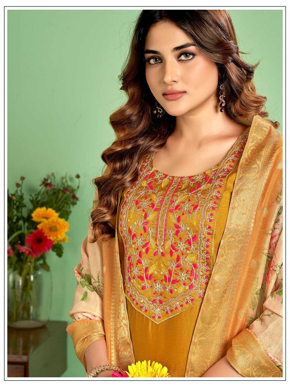 Ynf Silk KESH162 JASMIN Suits & Dresses Wholesale Dresses Embroidered Dresses Silk Dresses Manufacturer