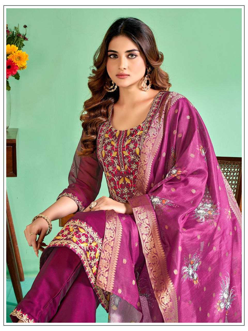 Ynf Silk KESH162 JASMIN Suits & Dresses Wholesale Dresses Embroidered Dresses Silk Dresses Manufacturer